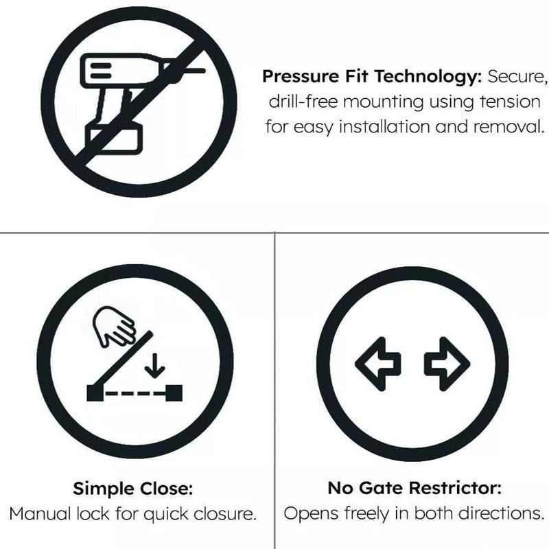 FYLO Baby Safety Stair Gate Pressure Fit 75cm-86cm- Grey- Grade A