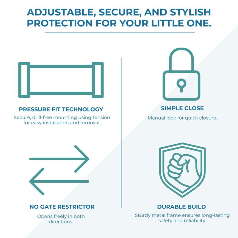 FYLO Baby Safety Stair Gate Pressure Fit 75cm-86cm- Grey- Grade A