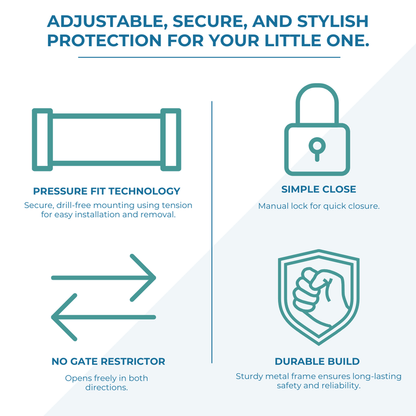 FYLO Baby Safety Stair Gate Pressure Fit 75cm-86cm- Grey- Grade A